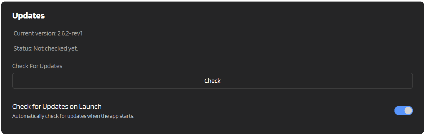 Application settings