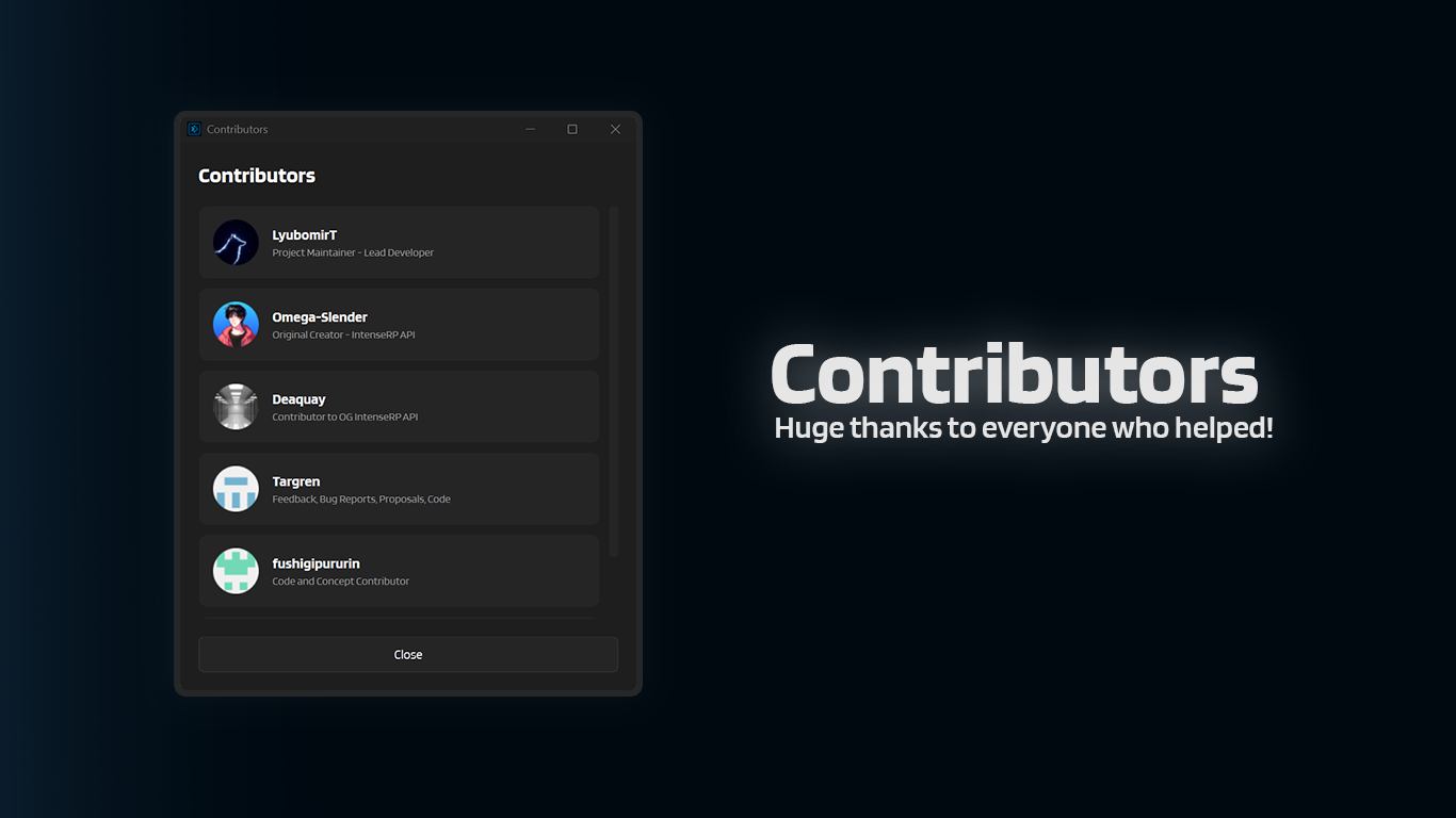 Contributors window