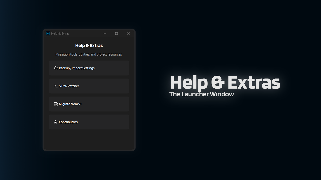 Help & Extras window
